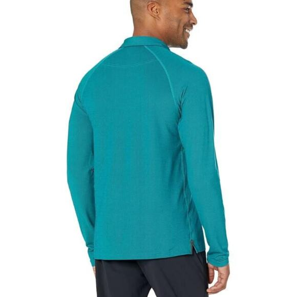 RHONE Delta Pique Long Sleeve Henley Pullover Deep Teal Lake Blue Sz M {LL48} - Picture 2 of 7